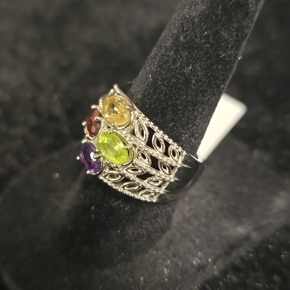 🆕️ SIZE 6 KARIS MULTI GEMSTONE RING IN PLATINUM BOND - Picture 8 of 16